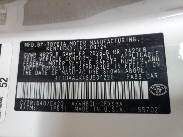 2025 TOYOTA CAMRY XSE 4T1DAACK4SU531226