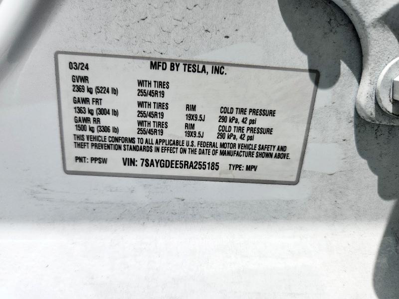 2024 TESLA MODEL Y 7SAYGDEE5RA255185