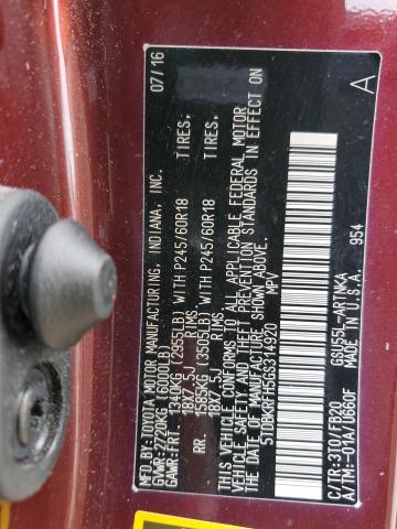 2016 TOYOTA HIGHLANDER LE 5TDBKRFH5GS314920