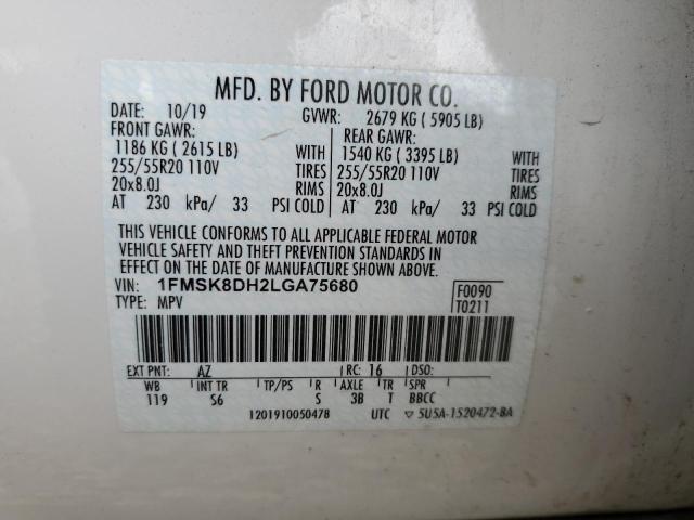 2020 FORD EXPLORER X 1FMSK8DH2LGA75680