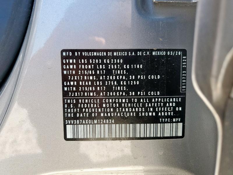 2020 VOLKSWAGEN TIGUAN SE 3VV3B7AX0LM124834
