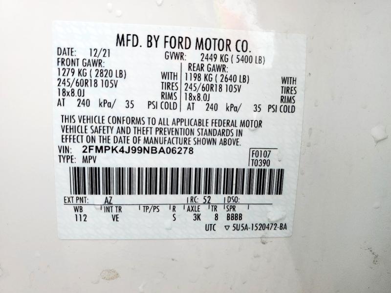 2022 FORD EDGE SEL - 2FMPK4J99NBA06278