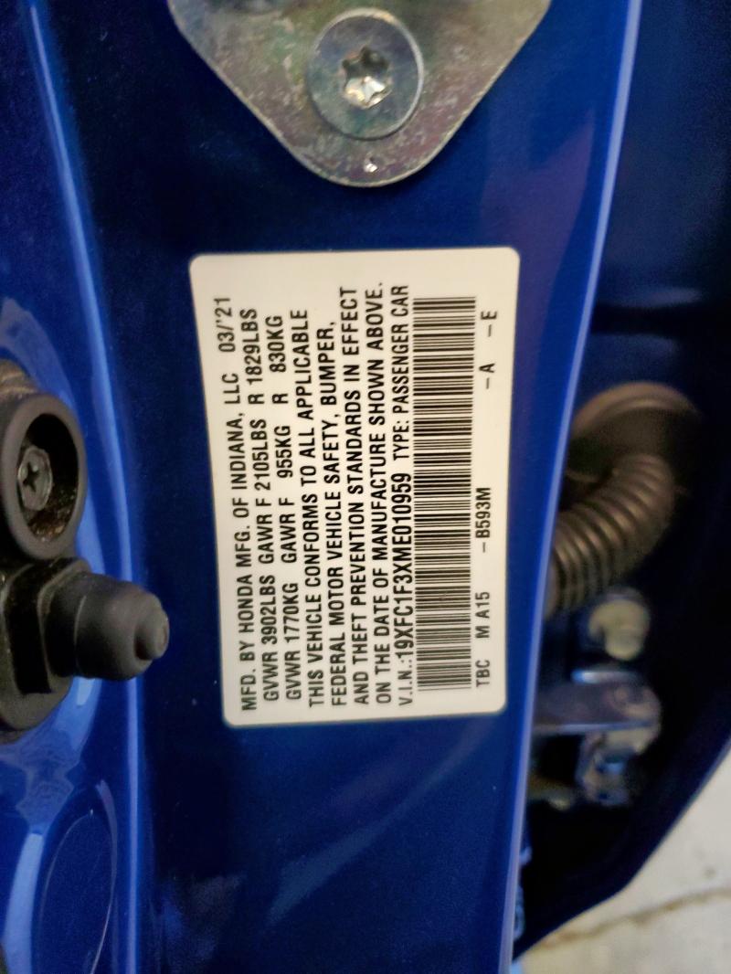 2021 HONDA CIVIC EX - 19XFC1F3XME010959