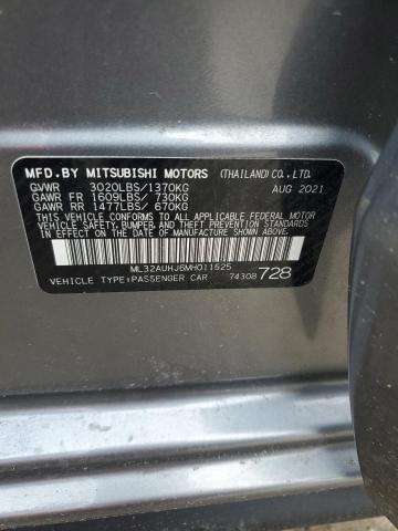 2021 MITSUBISHI MIRAGE ES ML32AUHJ6MH011525