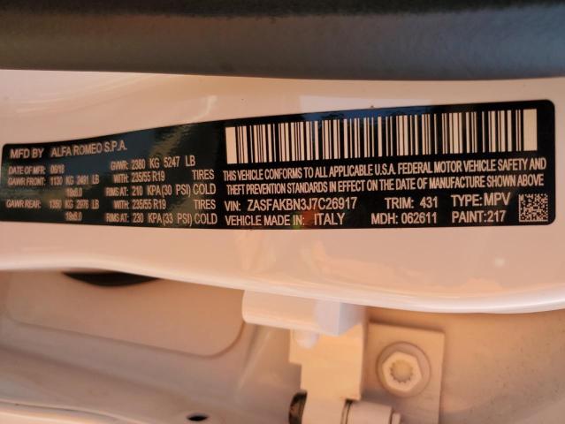 2018 ALFA ROMEO STELVIO TI ZASFAKBN3J7C26917