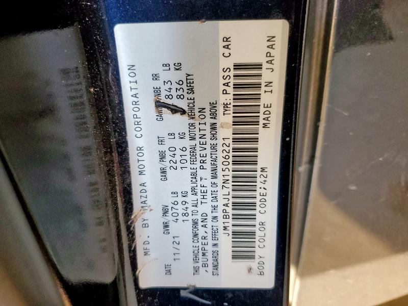 2022 MAZDA 3 JM1BPAJL7N1506221