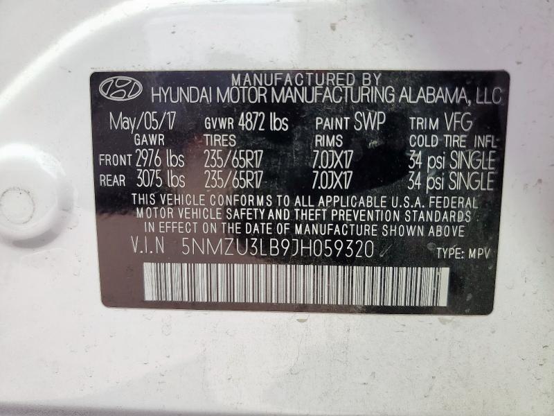 2018 HYUNDAI SANTA FE S 5NMZU3LB9JH059320
