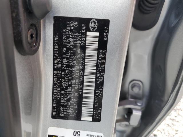 2021 TOYOTA CAMRY LE 4T1C31AKXMU563755