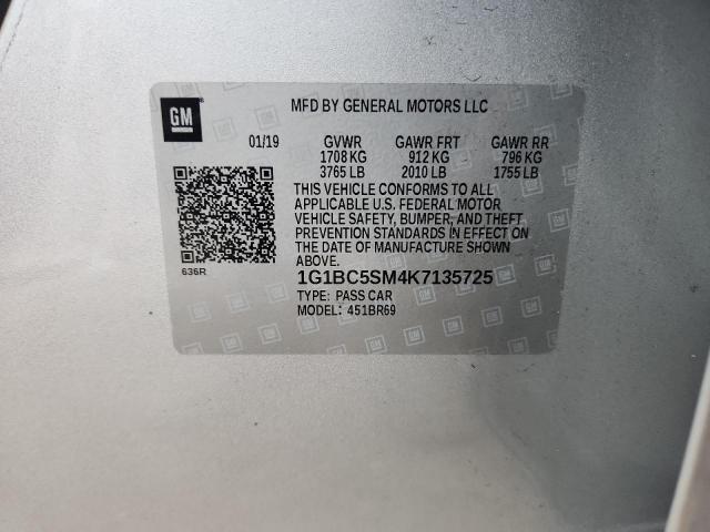 2019 CHEVROLET CRUZE LS 1G1BC5SM4K7135725