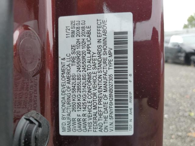 2022 HONDA PILOT SE 5FNYF6H28NB027305