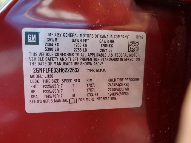 2017 CHEVROLET EQUINOX LT 2GNFLFE33H6222632