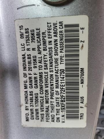 2015 HONDA CIVIC SE 19XFB2F72FE114750