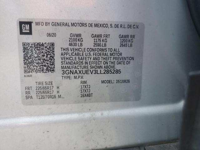 2020 CHEVROLET EQUINOX LT 3GNAXUEV3LL285285