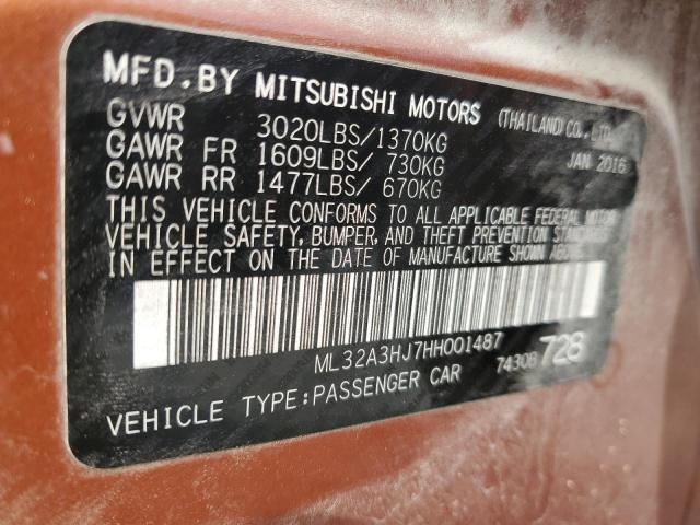 2017 MITSUBISHI MIRAGE ES ML32A3HJ7HH001487