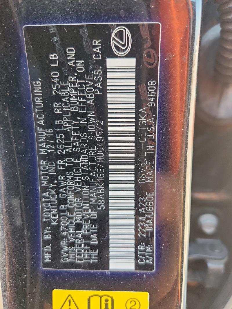 2017 LEXUS ES 350 58ABK1GG7HU049572