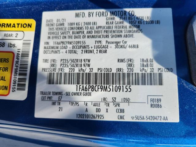 2021 FORD MUSTANG GT 1FA6P8CF9M5109155