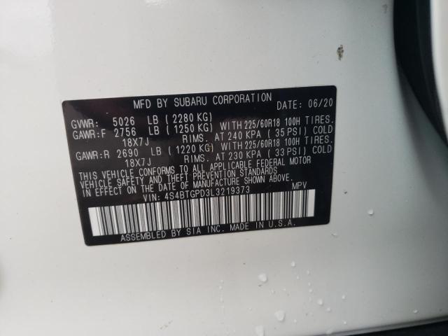 2020 SUBARU OUTBACK TO 4S4BTGPD3L3219373