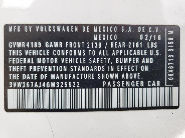 2016 VOLKSWAGEN JETTA S 3VW267AJ4GM325522