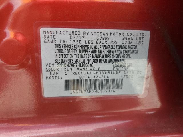 2017 NISSAN VERSA S 3N1CN7AP7HL905016