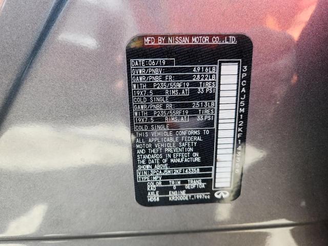 2019 INFINITI QX50 ESSEN 3PCAJ5M12KF143358