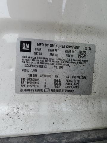 2021 CHEVROLET TRAX 1LT KL7CJPSMXMB368163