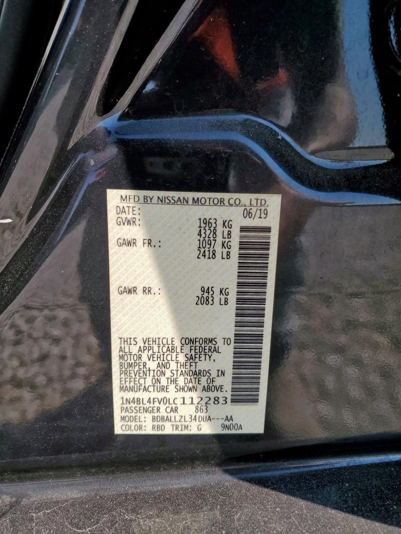 2020 NISSAN ALTIMA PLA 1N4BL4FV0LC112283