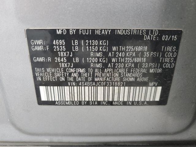 2015 SUBARU OUTBACK 2. 4S4BSAJC0F3318821