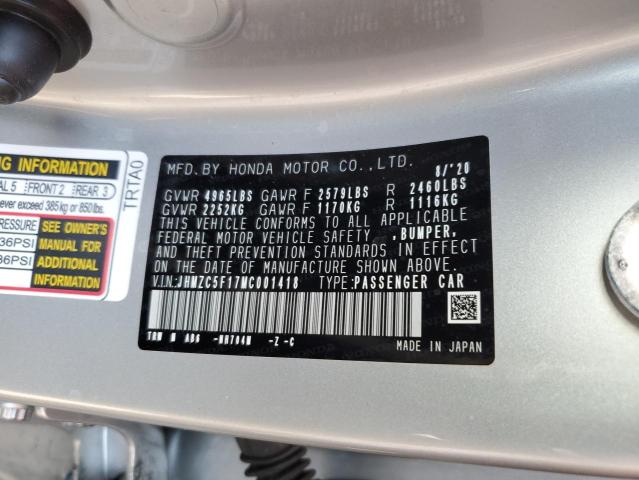 2021 HONDA CLARITY JHMZC5F17MC001418