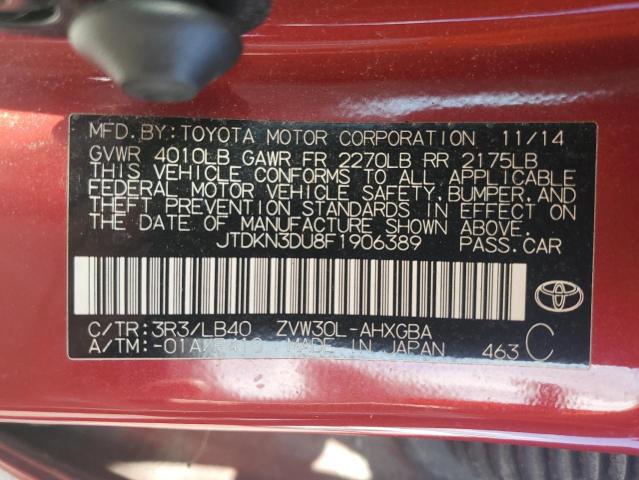 2015 TOYOTA PRIUS JTDKN3DU8F1906389