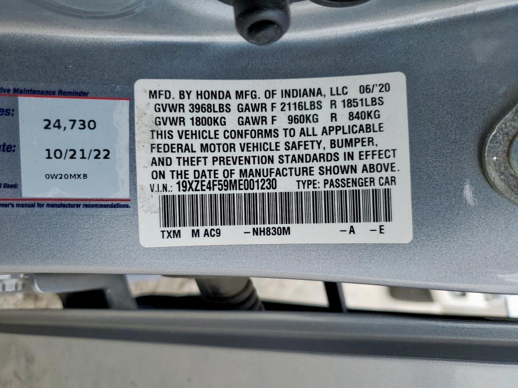 2021 HONDA INSIGHT EX 19XZE4F59ME001230