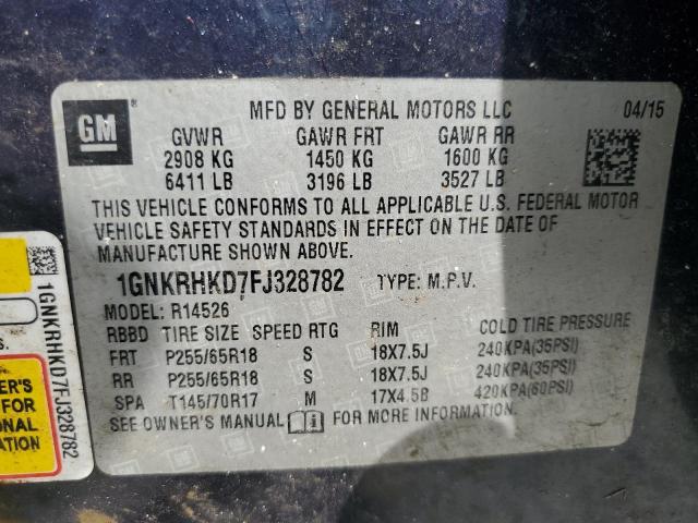 2015 CHEVROLET TRAVERSE LT 1GNKRHKD7FJ328782