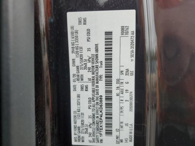 2020 FORD F150 SUPER CAB 1FTEX1EP4LKD63889