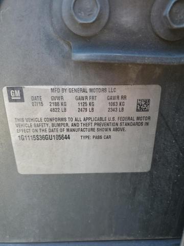 2016 CHEVROLET IMPALA LT 1G1115S36GU105644