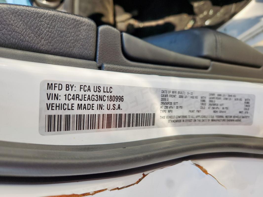 2022 JEEP GRAND CHER 1C4RJEAG3NC180996