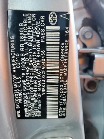 2015 TOYOTA YARIS VNKKTUD32FA040456