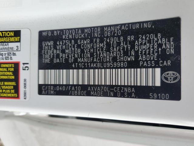 2020 TOYOTA CAMRY LE 4T1C11AK8LU959980