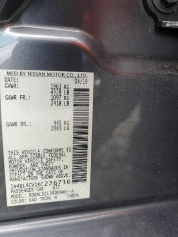 2019 NISSAN ALTIMA SR - 1N4BL4CV1KC226716