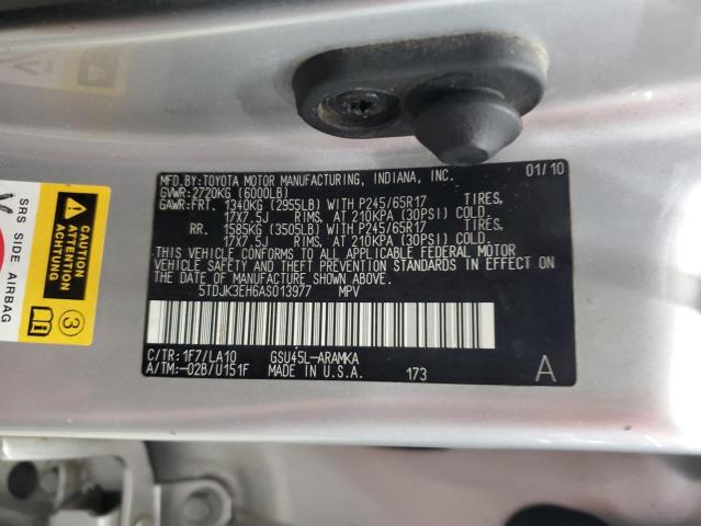 2010 TOYOTA HIGHLANDER - 5TDJK3EH6AS013977