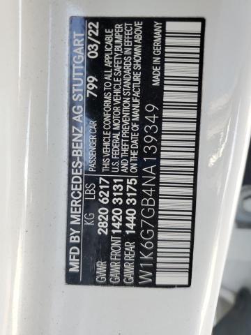 2022 MERCEDES-BENZ S 580 4MAT W1K6G7GB4NA139349