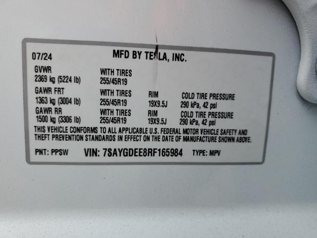 2024 TESLA MODEL Y 7SAYGDEE8RF165984