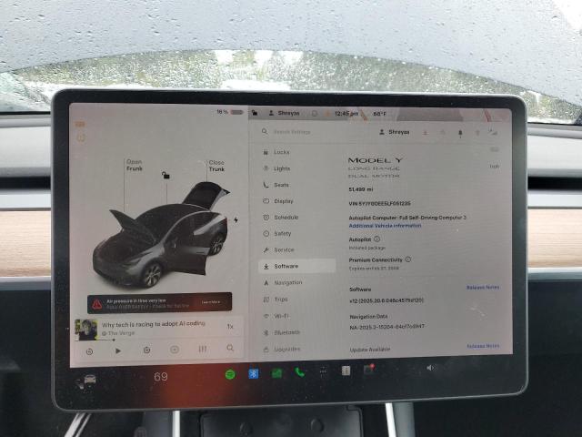 2020 TESLA MODEL Y 5YJYGDEE5LF051235
