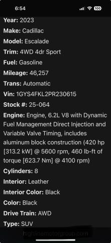 2023 CADILLAC ESCALADE S 1GYS4FKL2PR230XXX