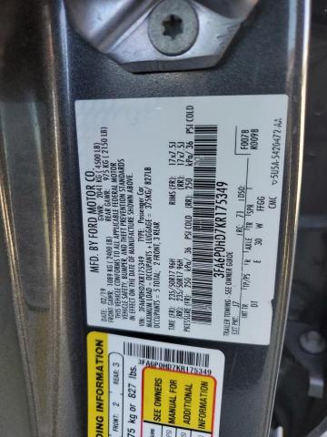 2019 FORD FUSION SE 3FA6P0HD7KR175349