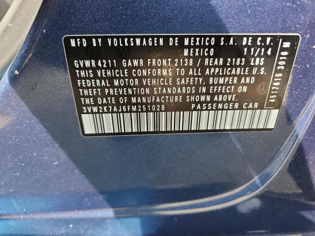2015 VOLKSWAGEN JETTA BASE 3VW2K7AJ6FM251028