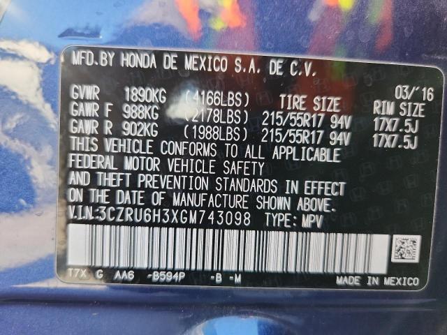 2016 HONDA HR-V LX - 3CZRU6H3XGM743098