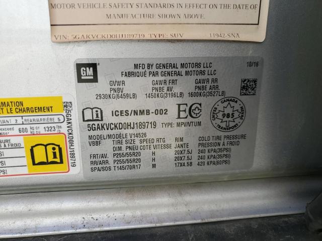 2017 BUICK ENCLAVE 5GAKVCKD0HJ189719