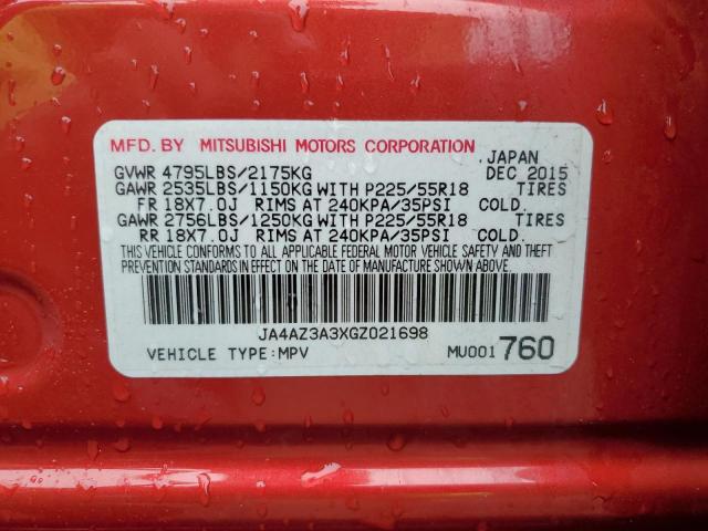 2016 MITSUBISHI OUTLANDER JA4AZ3A3XGZ021698