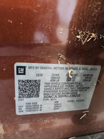 2019 CHEVROLET TRAX 1LT 3GNCJLSB0KL238213