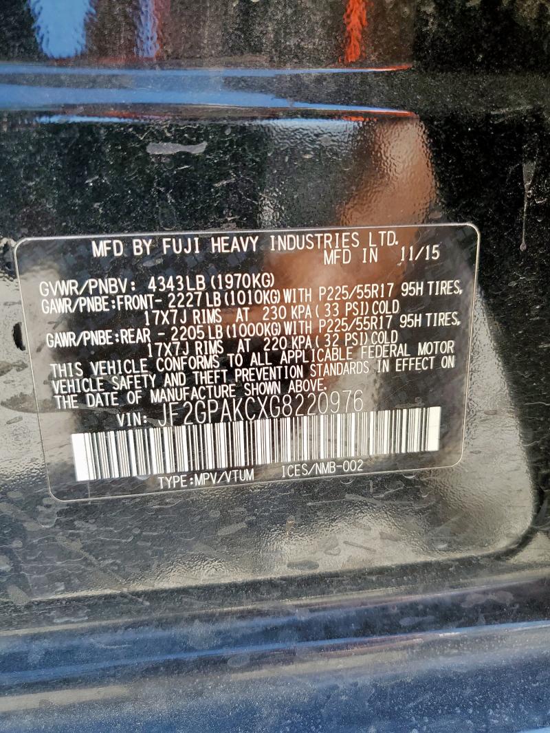 2016 SUBARU CROSSTREK JF2GPAKCXG8220976