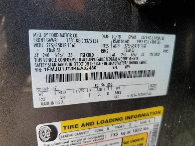 2019 FORD EXPEDITION XLT 1FMJU1JT3KEA02480